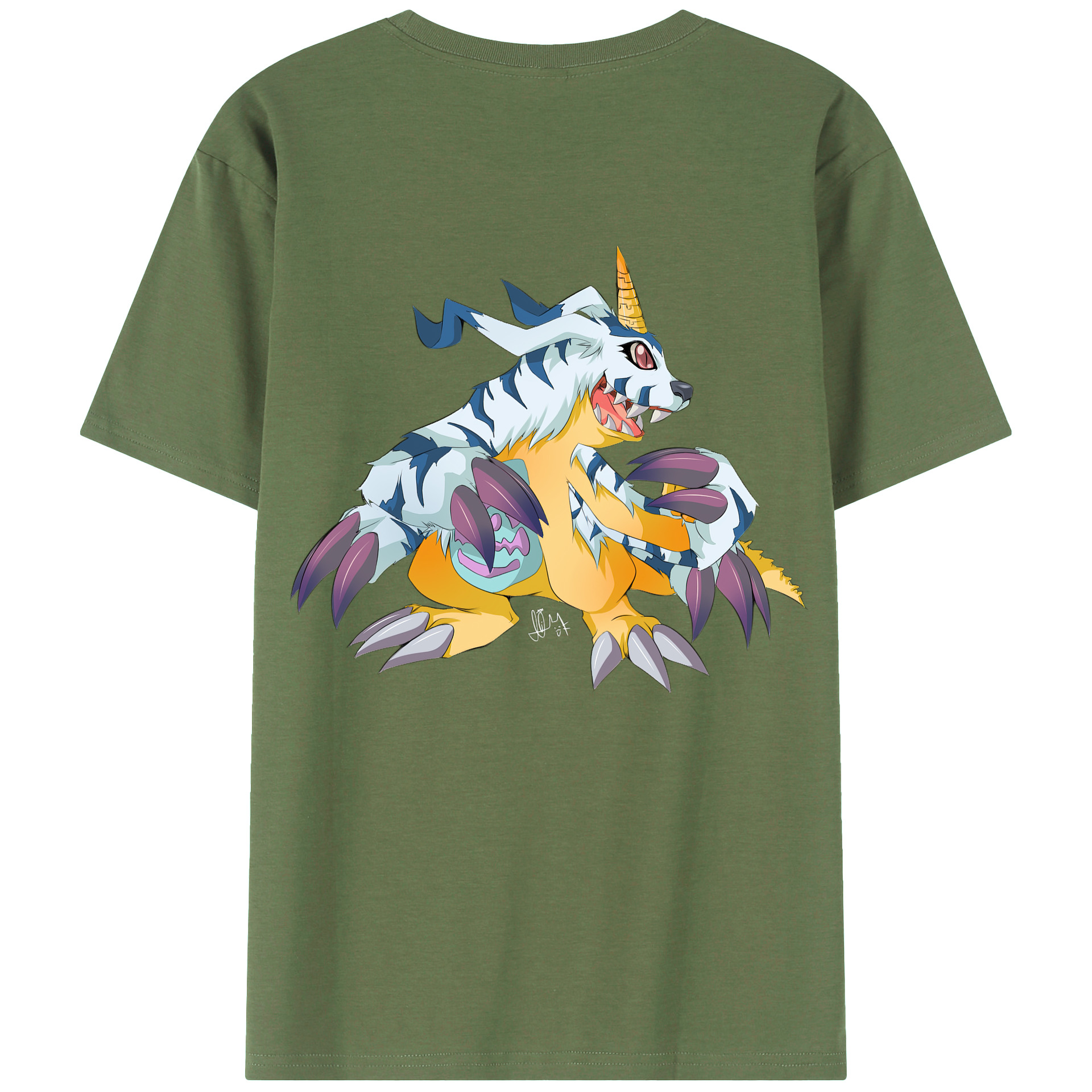 （画像用） Digimon デジタルモンスター/デジモン 綿100％ メンズ半袖Tシャツ（バックプリント） 通気性